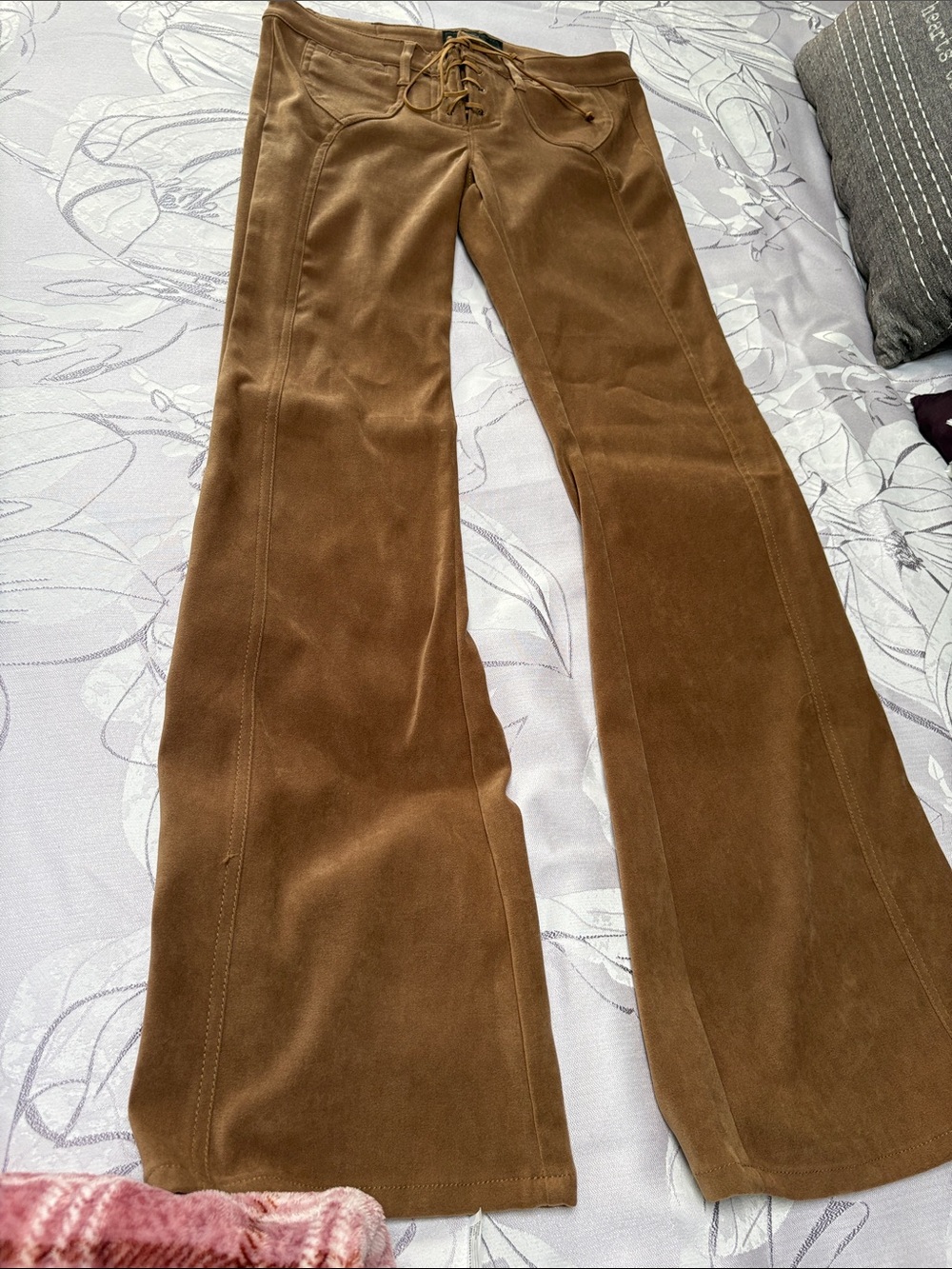lei Brown Lace-Up Boot Cut Pants